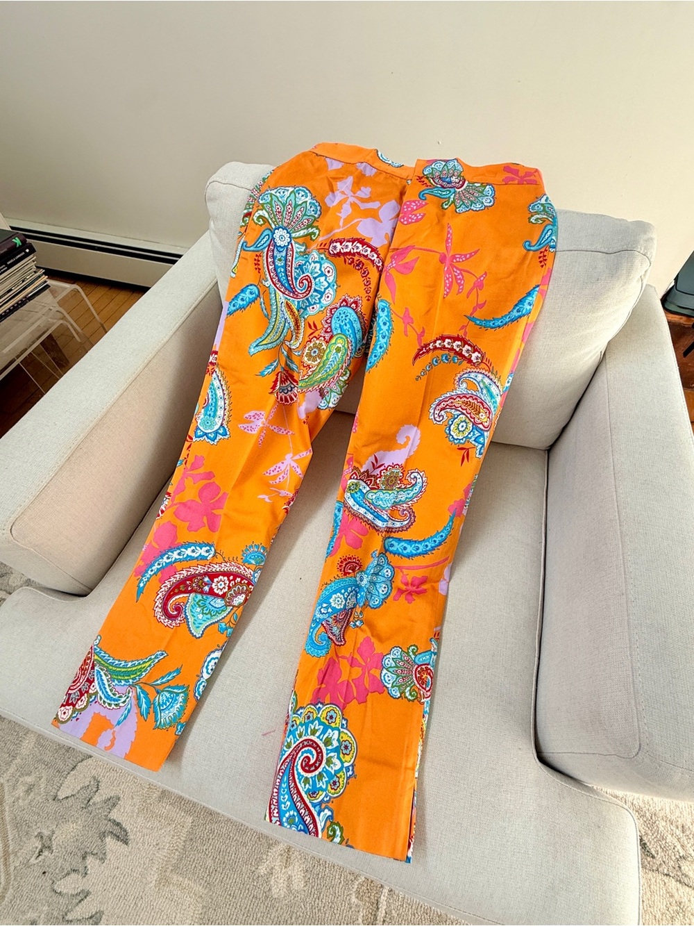 Ralph Lauren Black Label Orange Paisley Ankle Pants